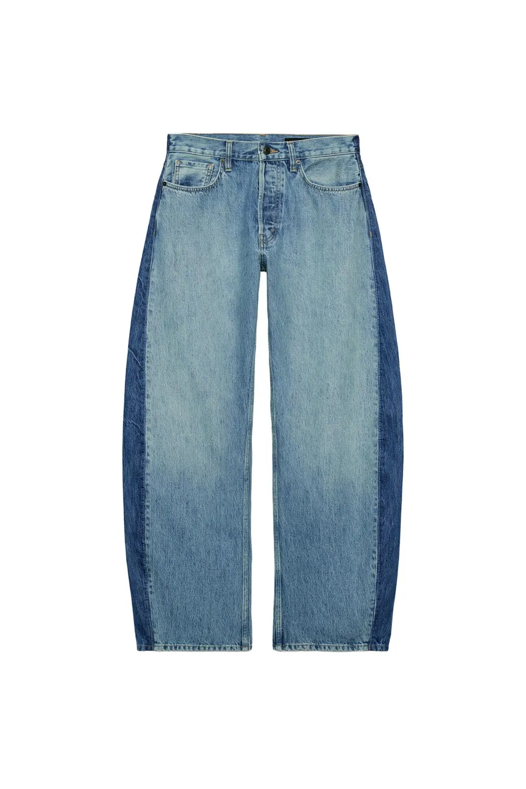 Джинсы ZW Collection силуэта barrel средней посадки в технике пэчворк, Zara