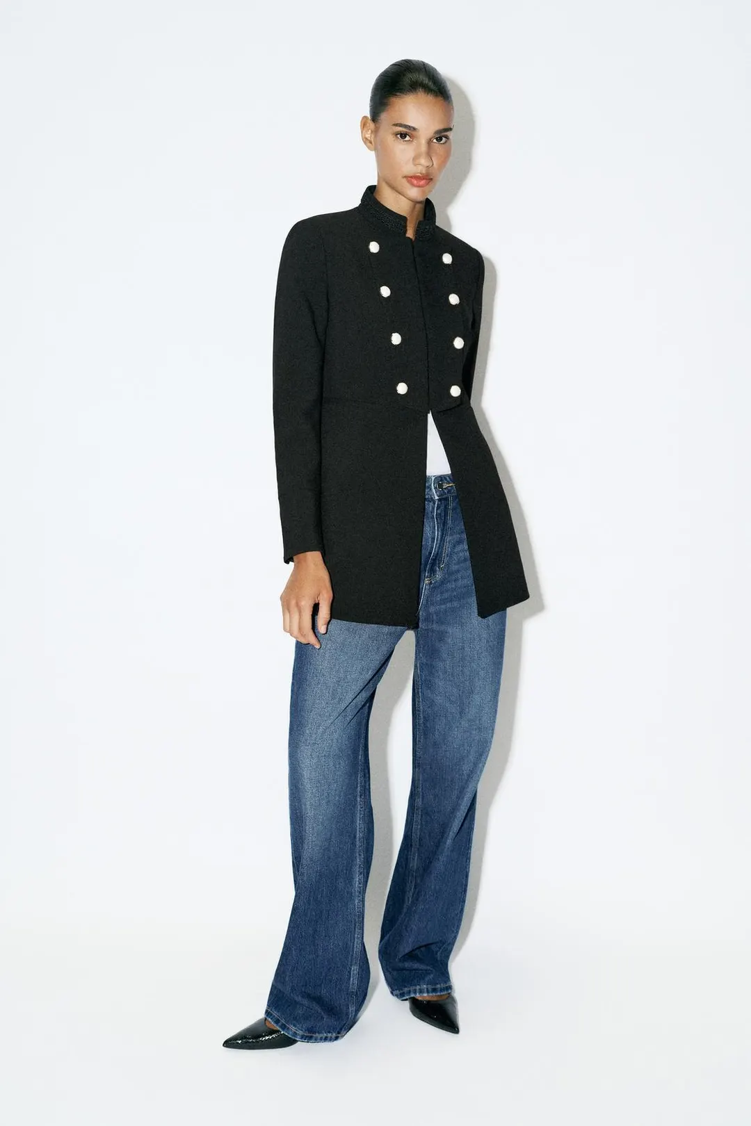 Пальто приталенное на пуговицах, Zara