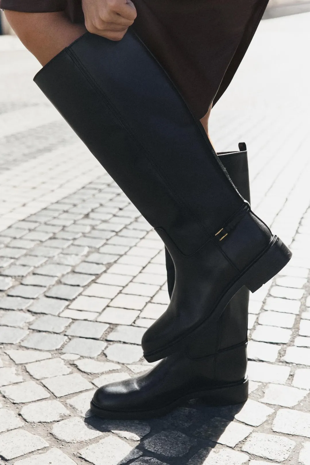 Кожаные сапоги для верховой езды, Zara