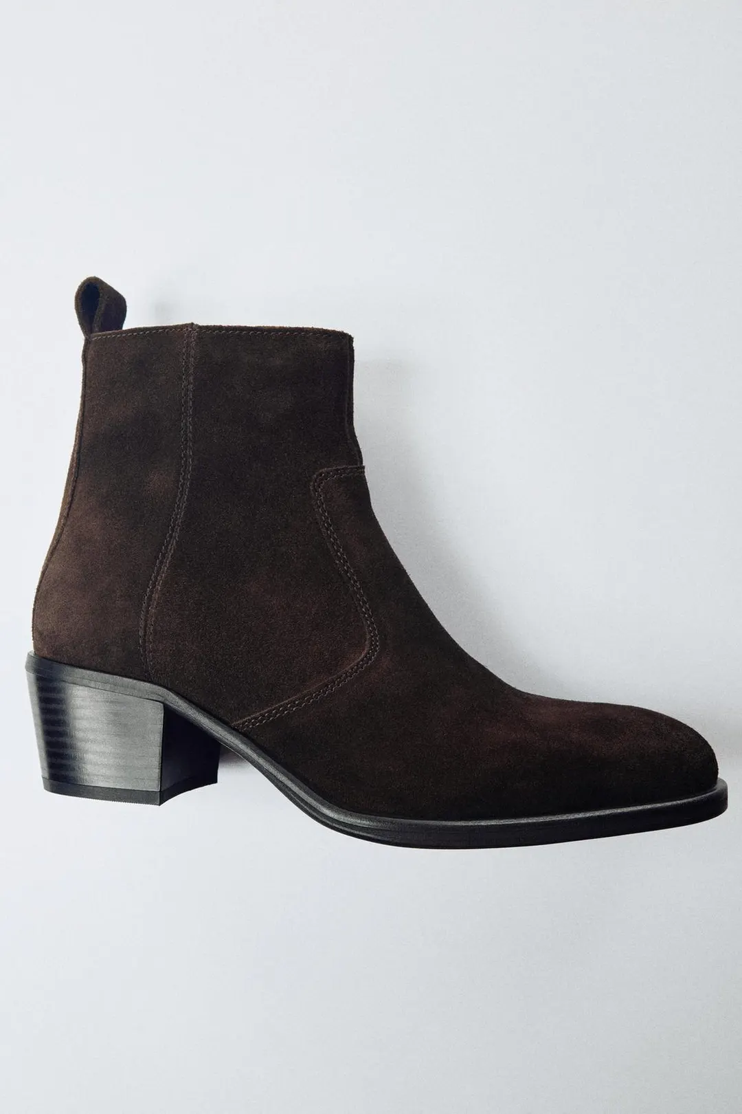 Ботильоны из замшевого спилка на каблуке, Zara
