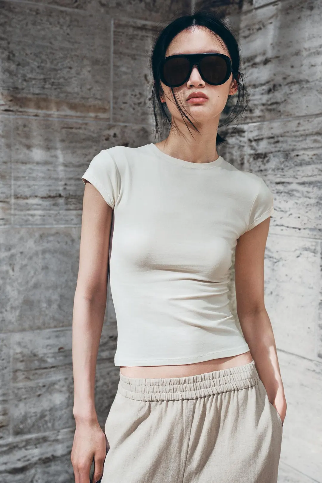 Облегающая футболка с короткими рукавами, Zara