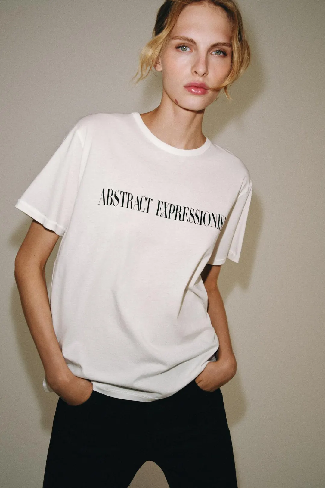 Футболка оверсайз с надписью, Zara