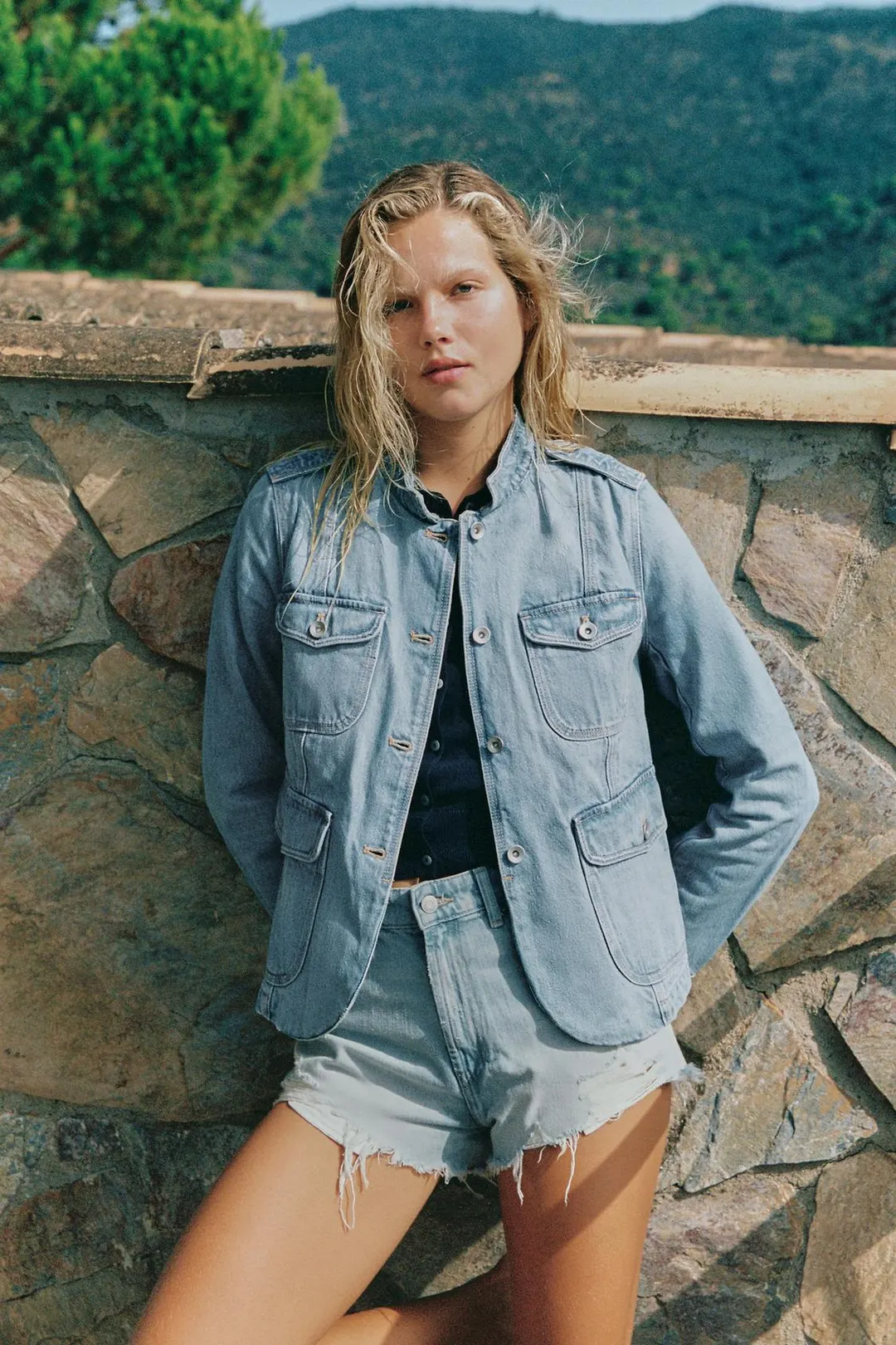 Джинсовая куртка с карманами TRF, Zara