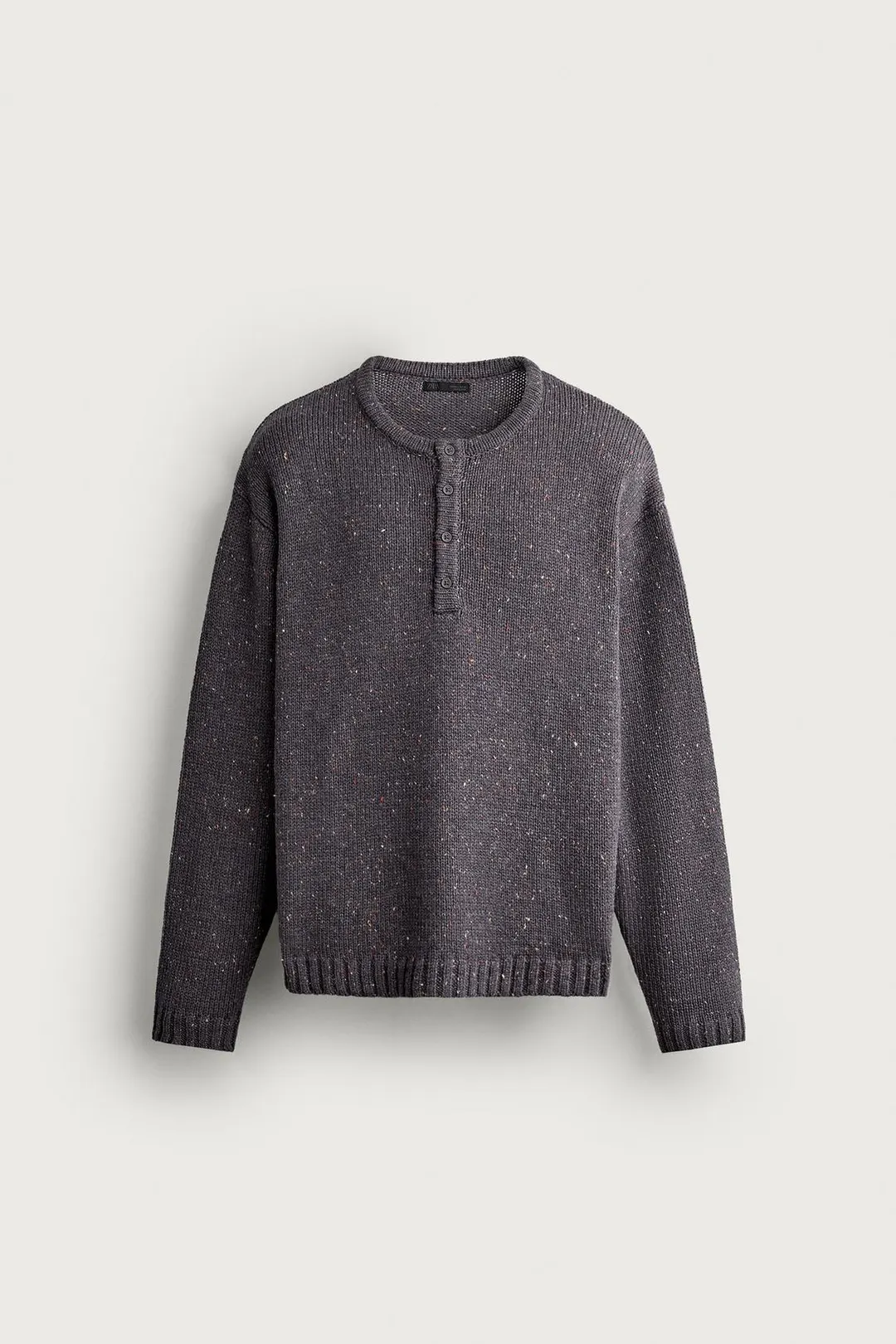 Меланжевый джемпер с воротом хенли, Zara