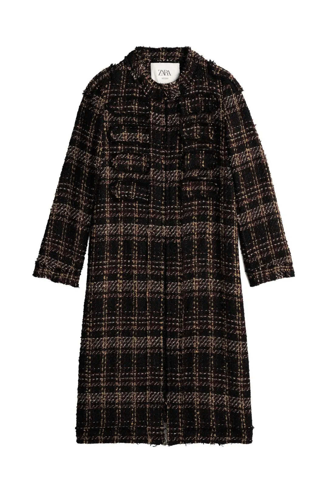 Пальто длинное фактурное в клетку Limited Edition, Zara