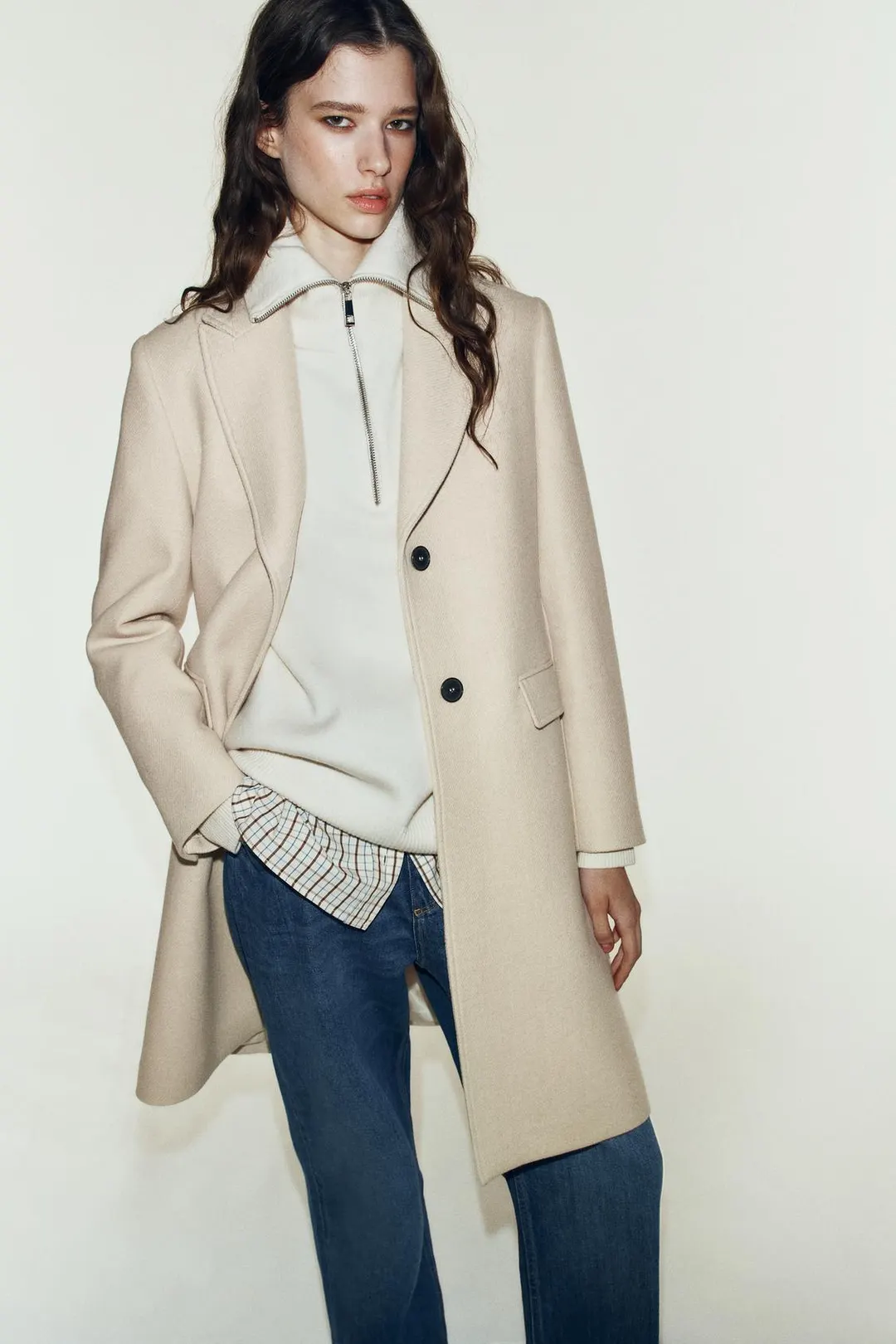 Пальто с подплечниками, Zara