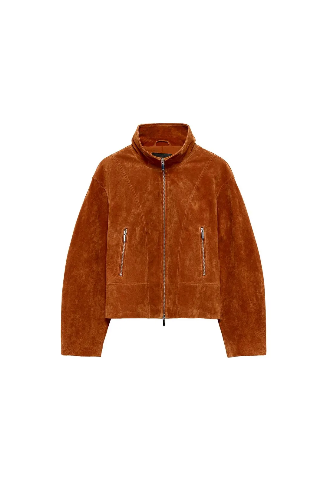 Куртка с высоким воротником из 100% кожи, Zara