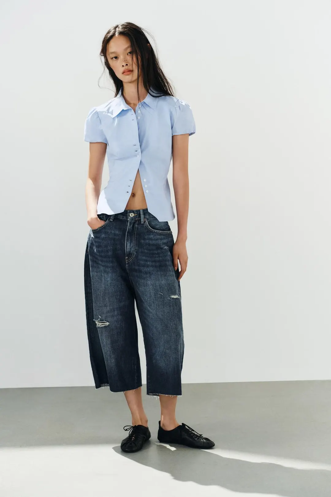 Шорты джинсовые TRF мешковатого кроя, Zara