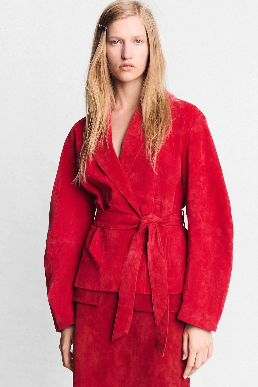 Куртка из 100% кожи с поясом, Zara