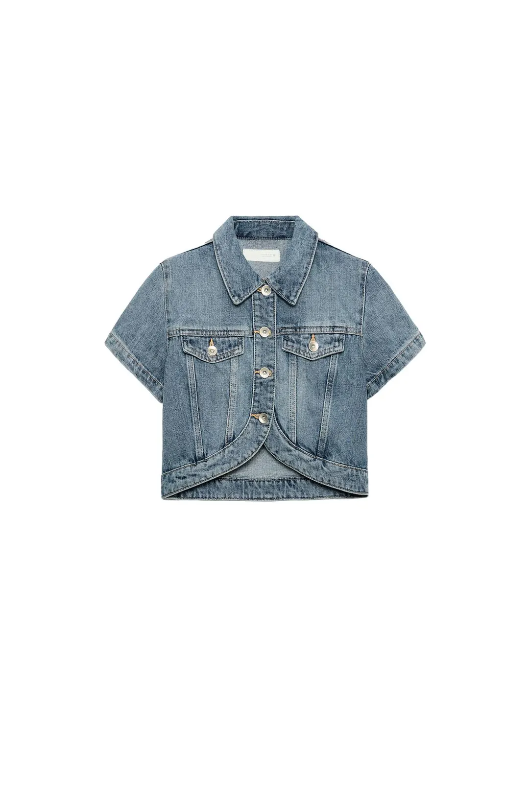 Укороченная асимметричная джинсовая рубашка TRF, Zara