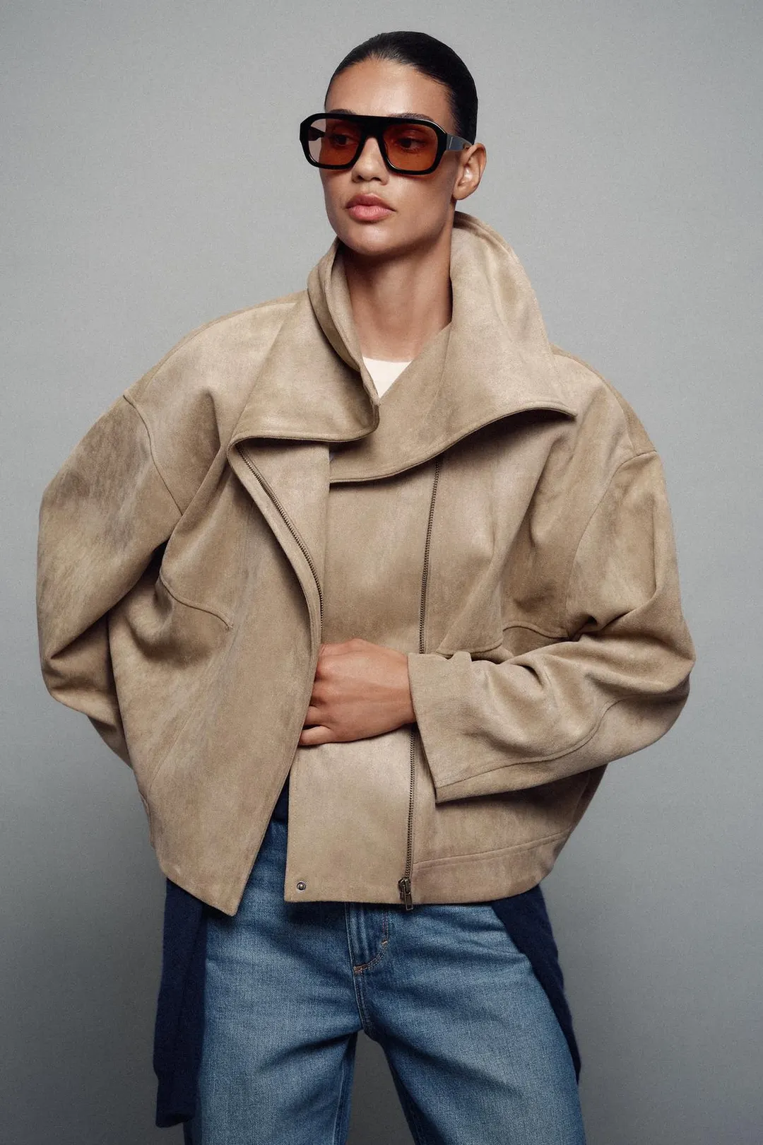 Бомбер с широким воротником, Zara
