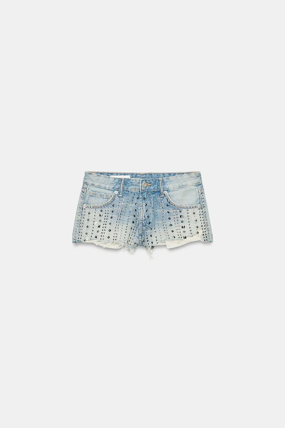Шорты TRF со средней посадкой, разрывами и заклепками, Zara