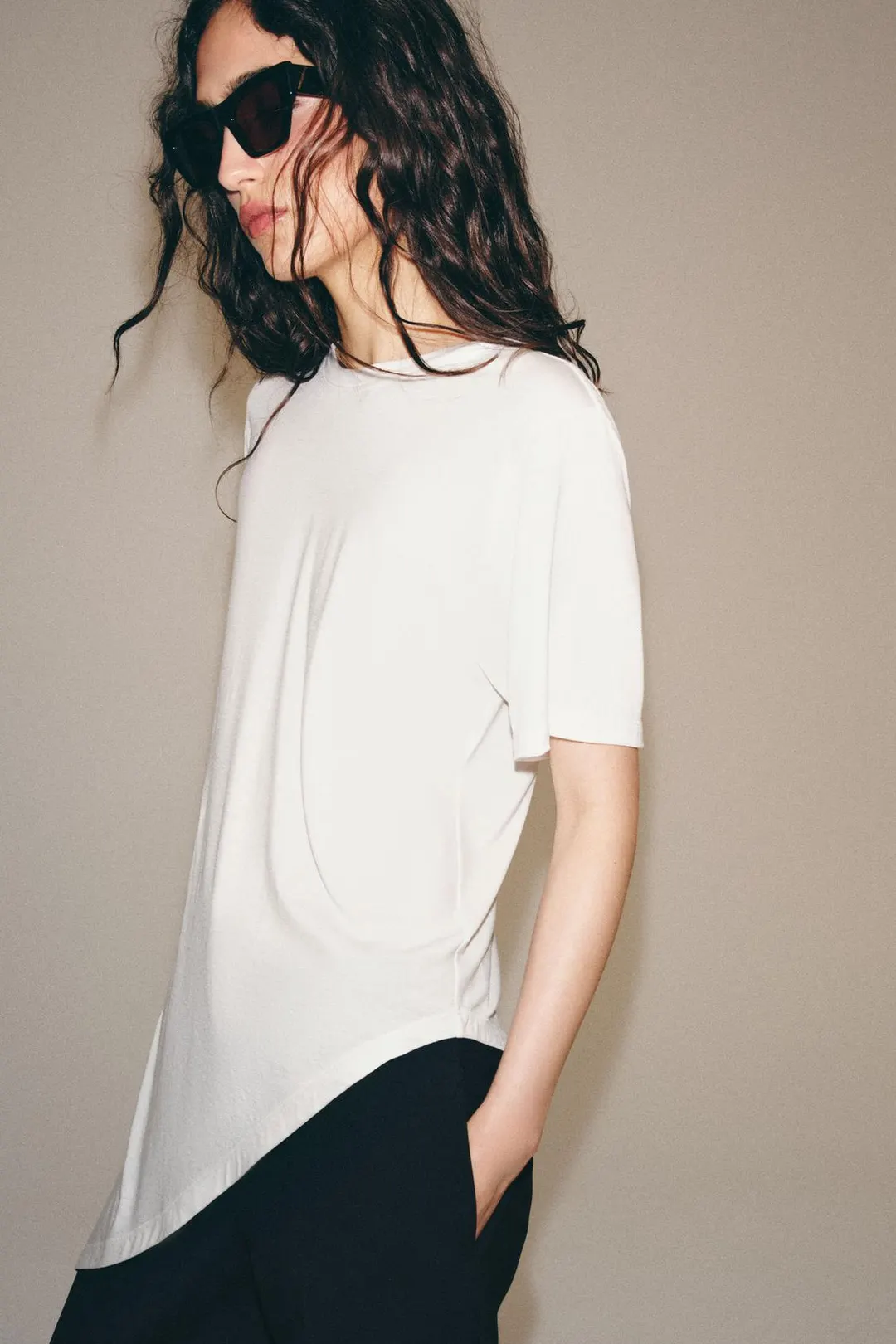 Асимметричный топ с короткими рукавами, Zara