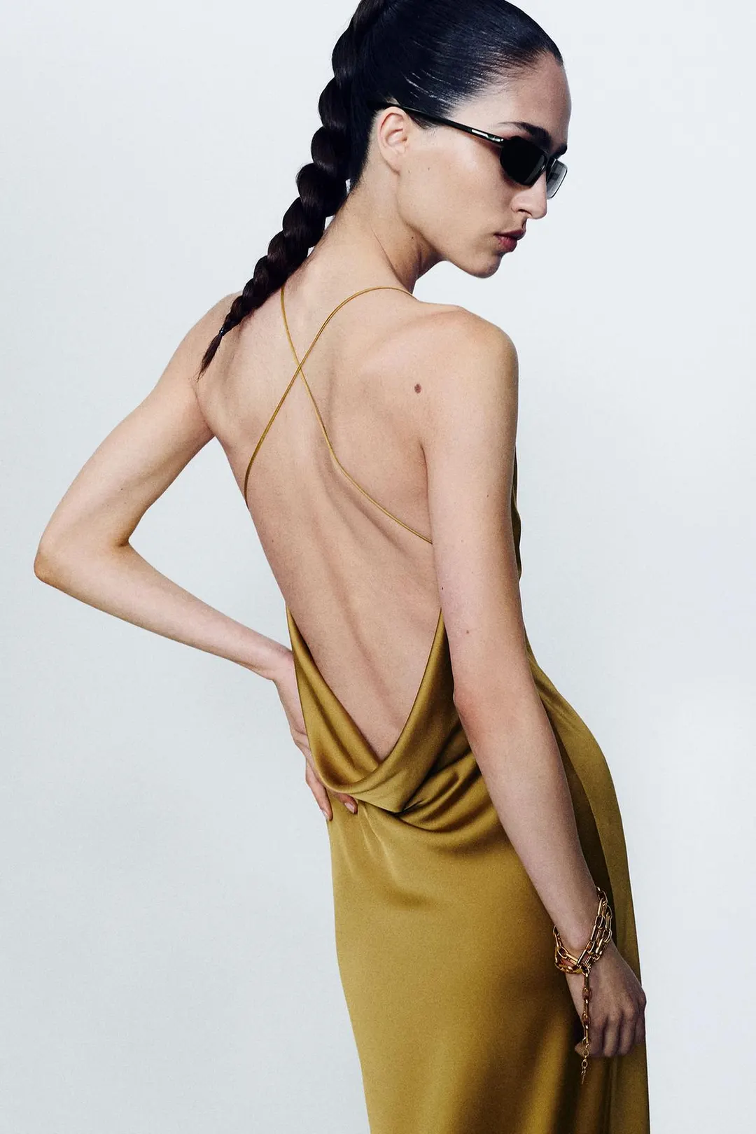 Платье длинное атласное ZW Collection, Zara