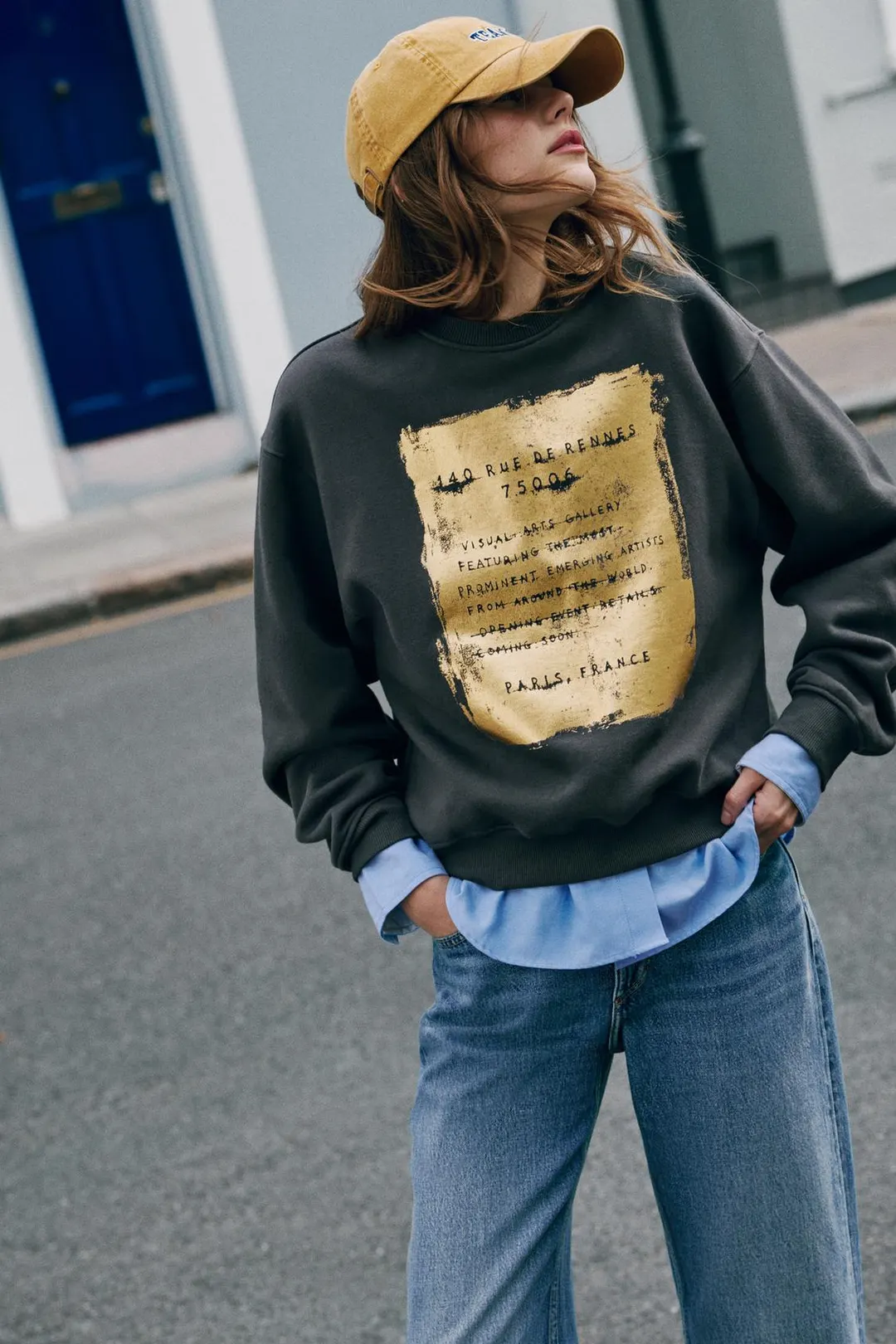 Толстовка с принтом с эффектом металлик, Zara