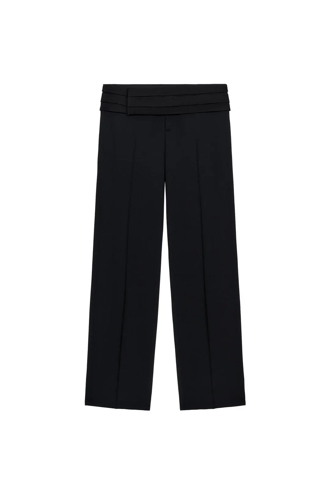 Брюки из смесовой шерсти с широким поясом ZW Collection, Zara