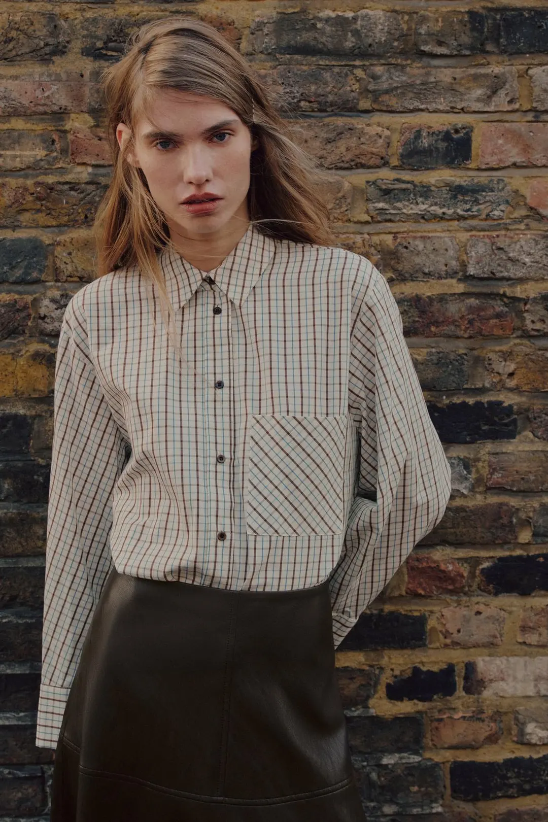 Рубашка оверсайз в клетку, Zara