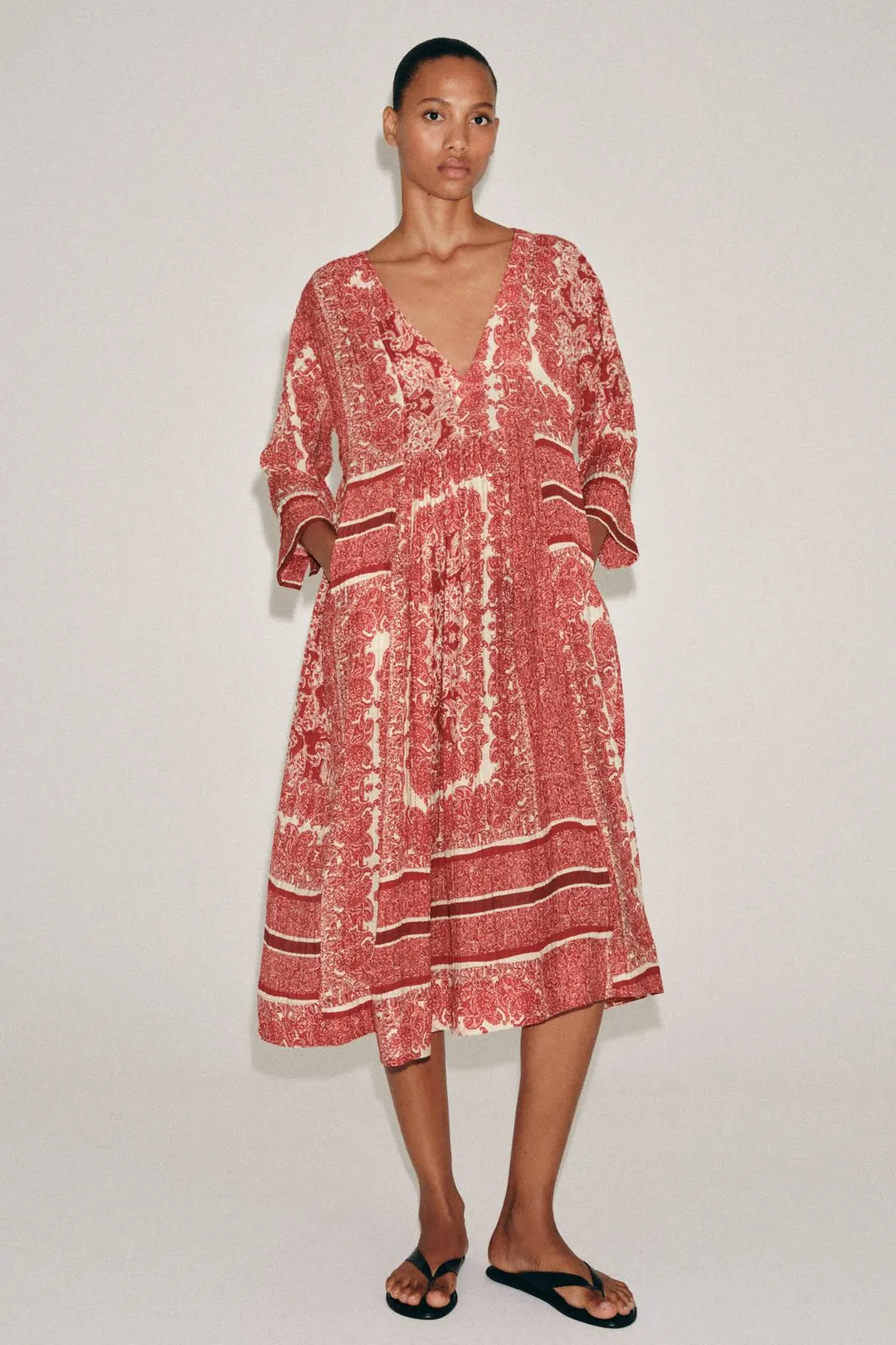 Платье миди с принтом ZW Collection, Zara