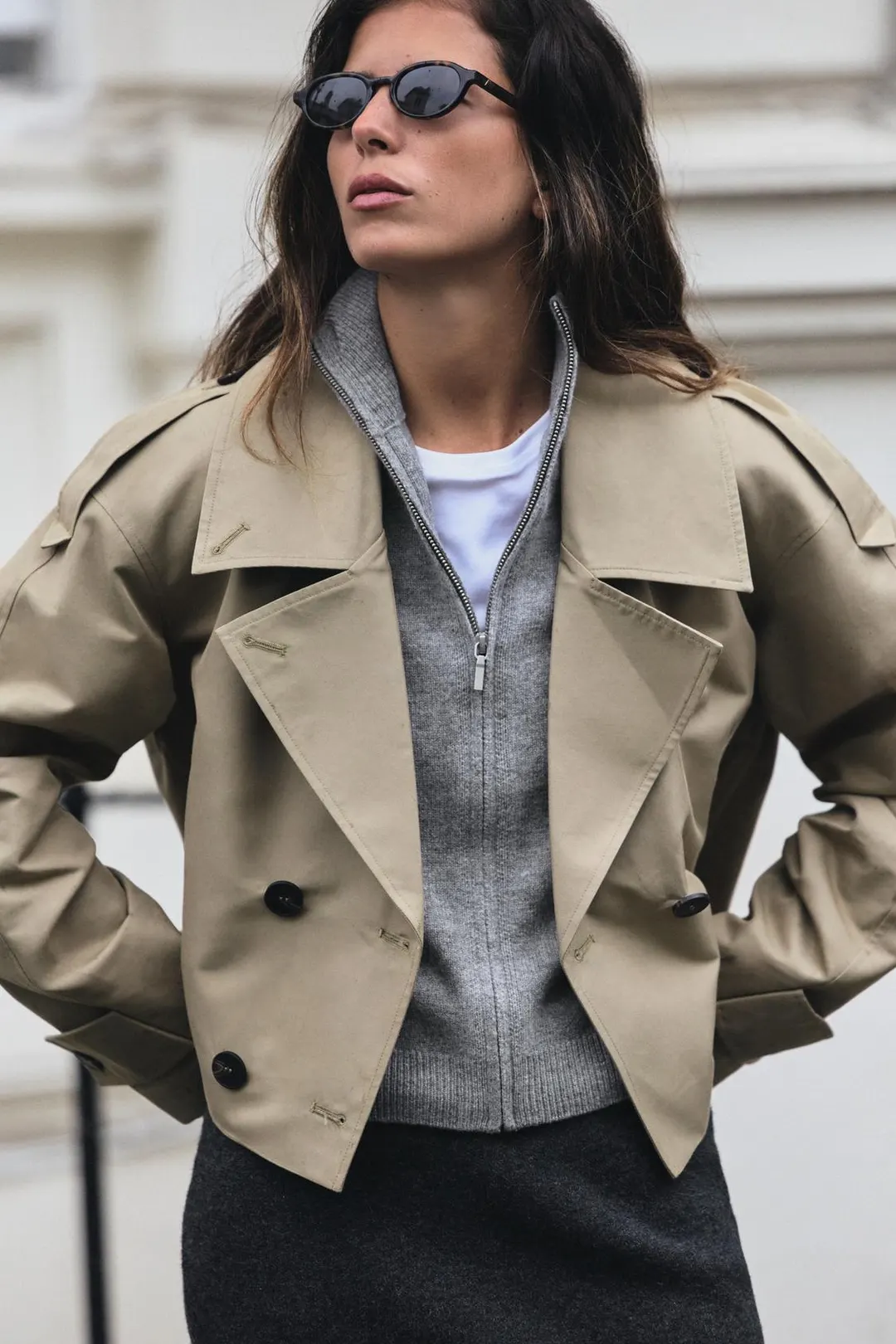 Укороченная двубортная куртка-тренч, Zara