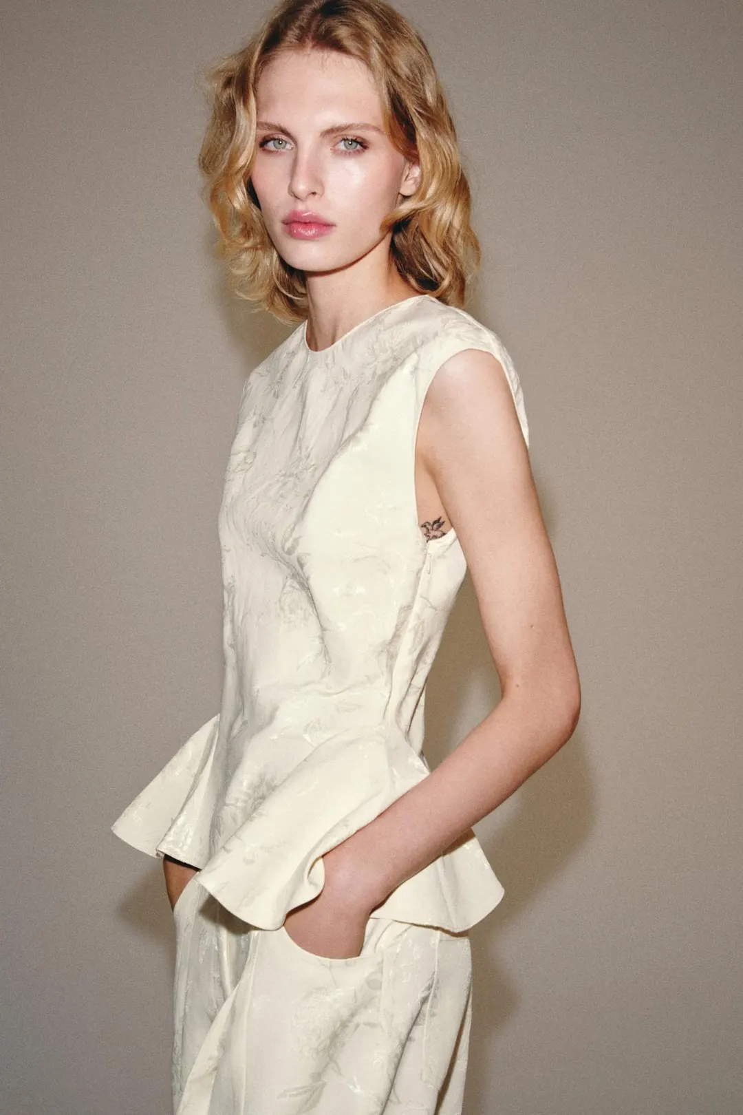 Жаккардовая рубашка с баской ZW Collection, Zara