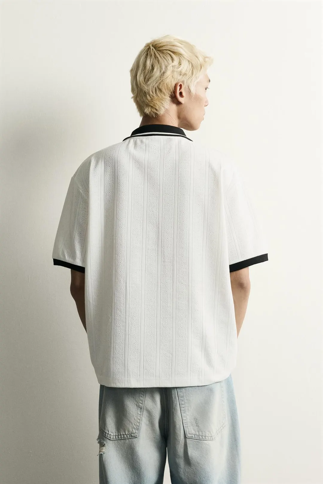 Фактурная рубашка поло свободного кроя с вышивкой, Zara