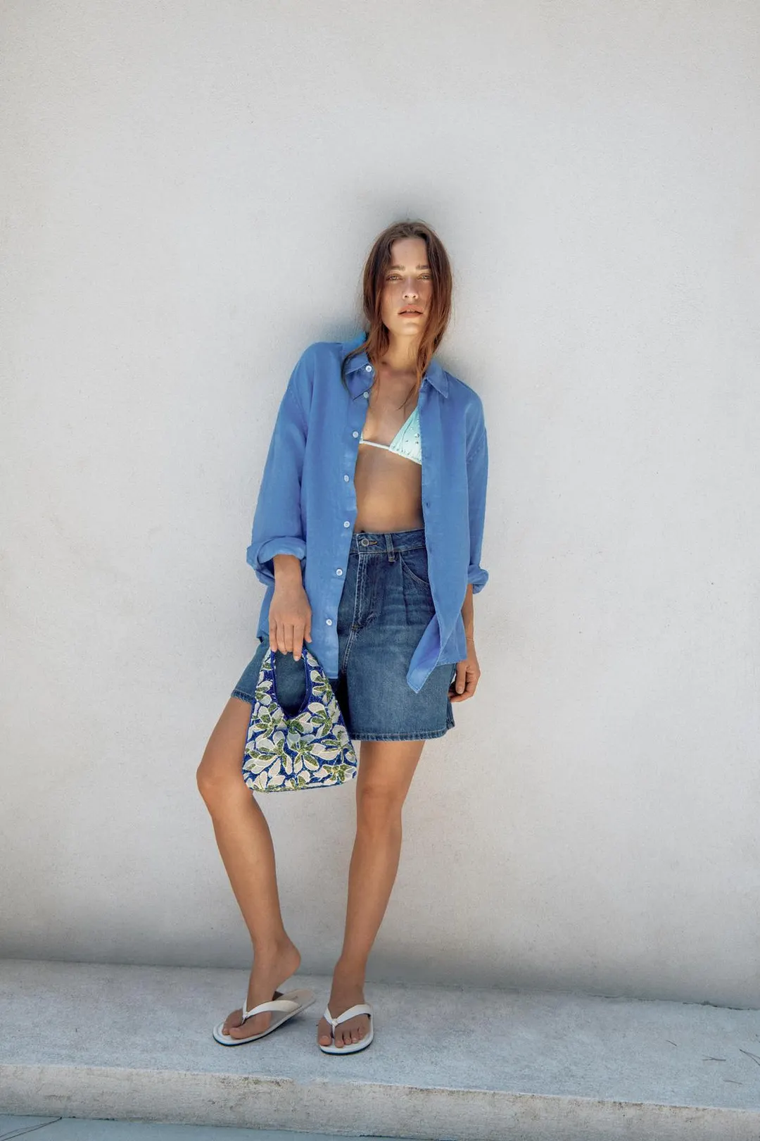 Джинсовые шорты ZW Collection с высокой посадкой, Zara