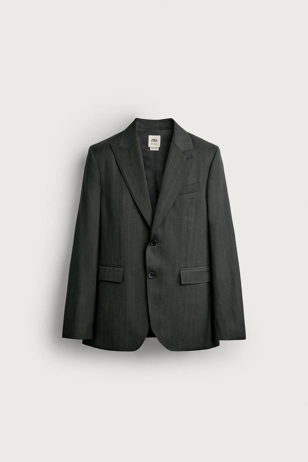 Костюмный блейзер в тонкую полоску из 100% шерсти, Zara