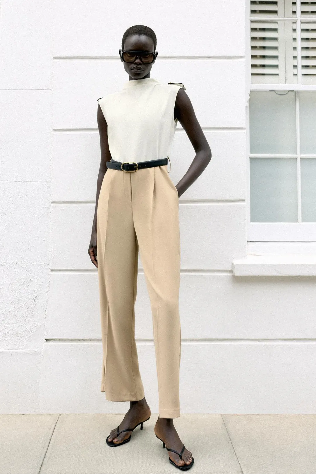 Комбинированный комбинезон с поясом, Zara