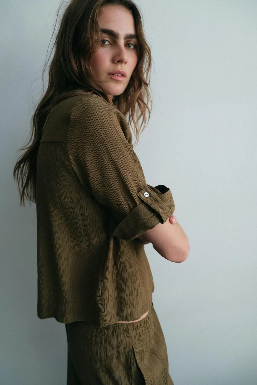 Рубашка струящаяся с короткими рукавами, Zara