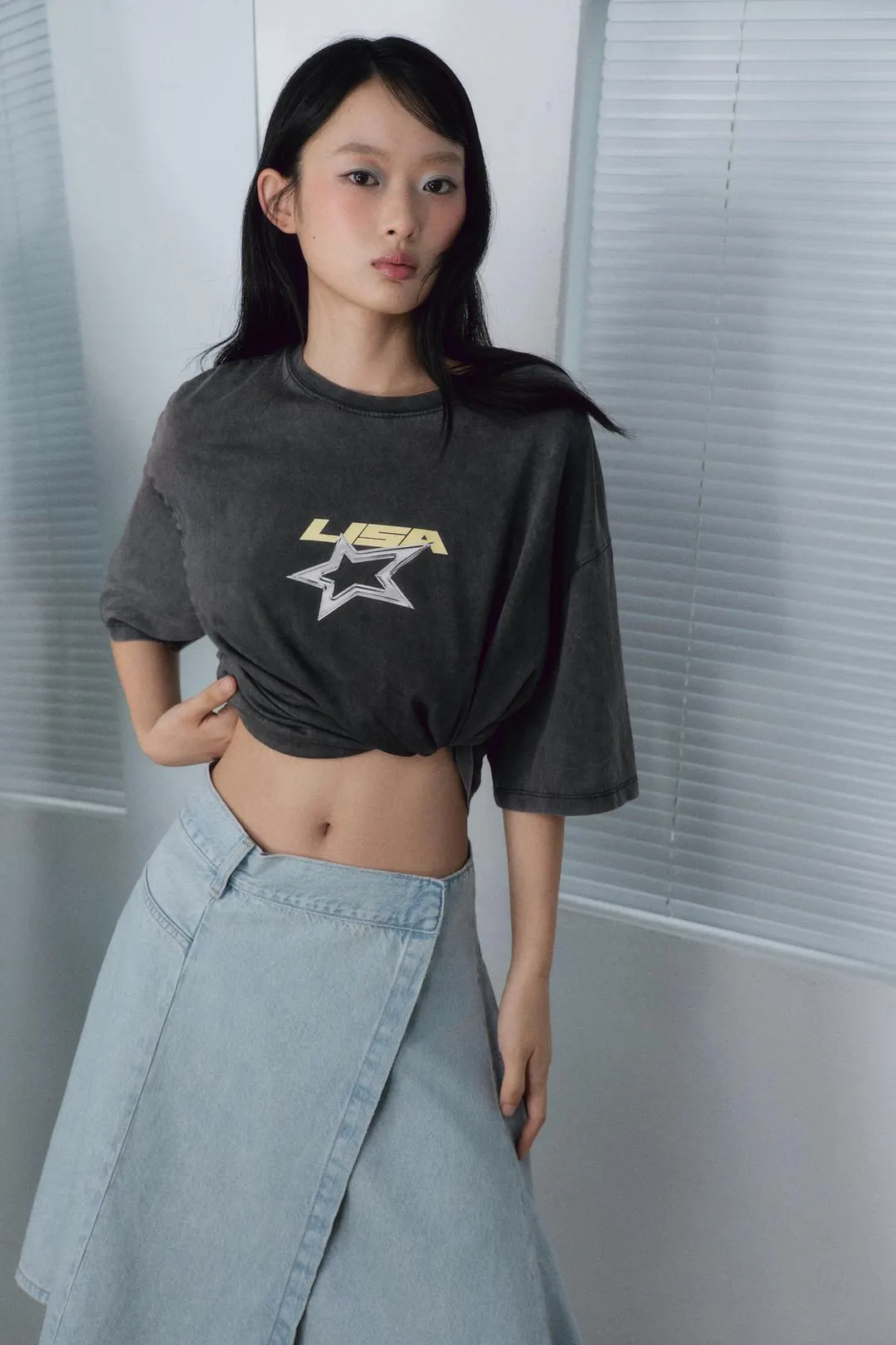 Однотонная футболка с эффектом стирки, Zara