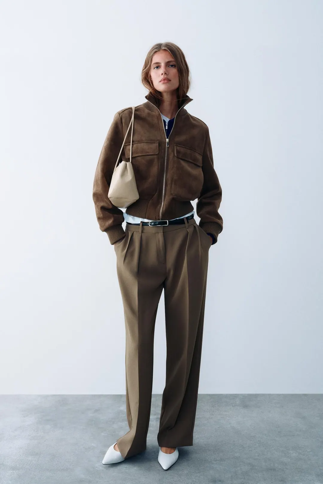 Бомбер из искусственной замши, Zara