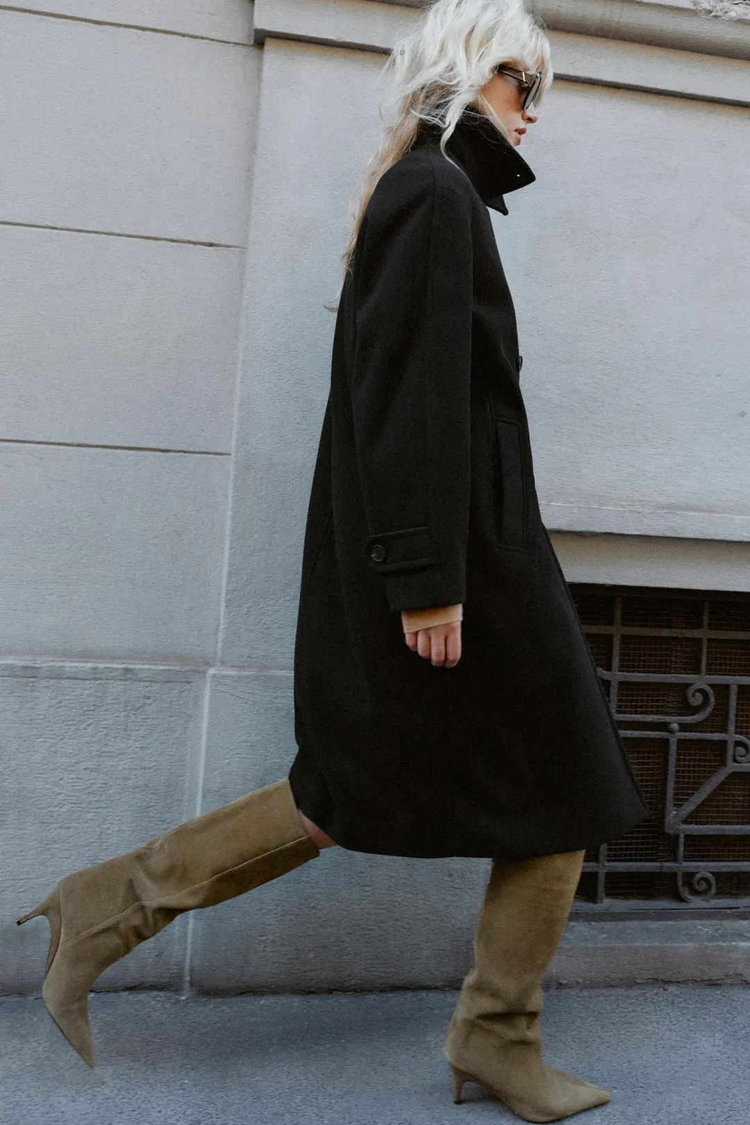 Сапоги из замшевого спилка на каблуке, Zara