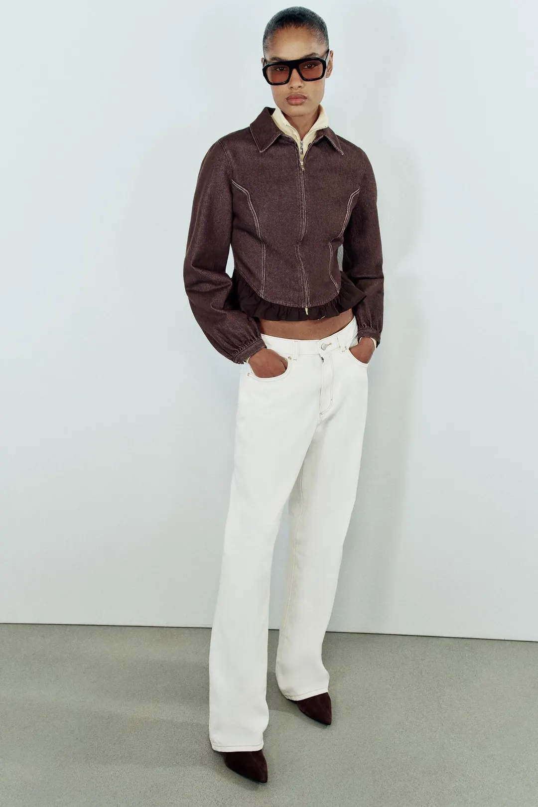 Джинсовая рубашка с контрастным низом Z1975, Zara