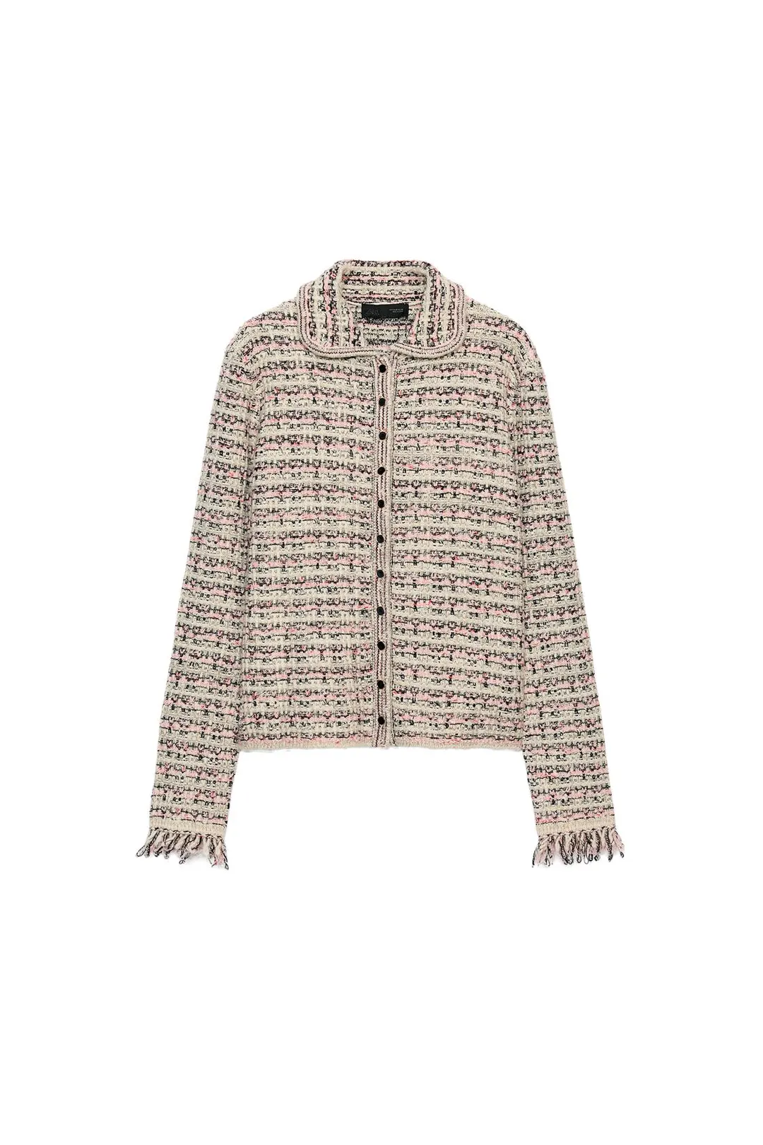 Фактурный кардиган с бахромой на манжетах, Zara