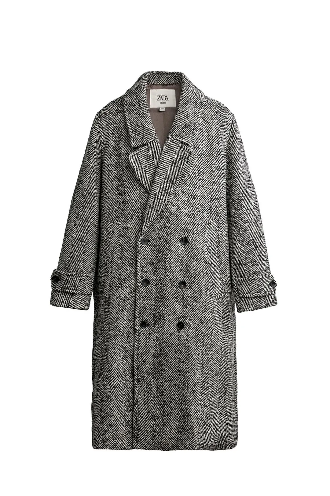 Пальто оверсайз с узором в елочку, Zara