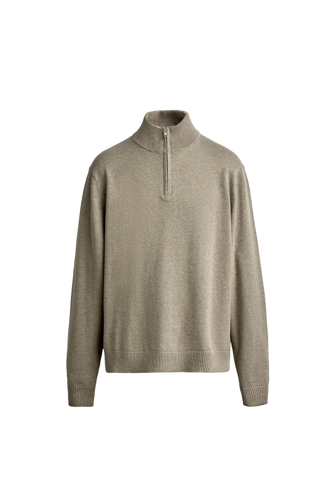 Свитер из хлопка и шерсти с молнией до груди, Zara