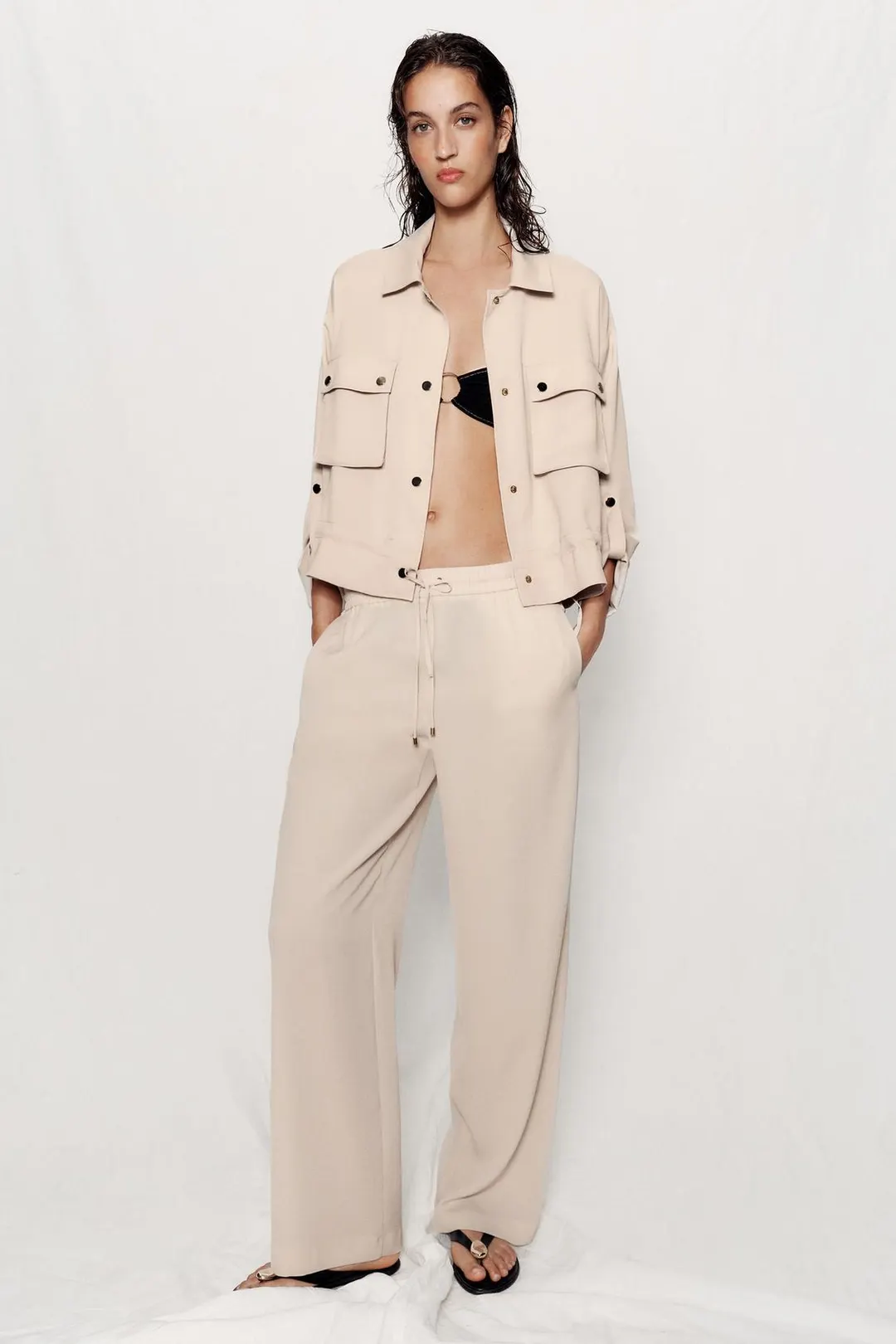 Куртка сафари с подвернутыми рукавами, Zara