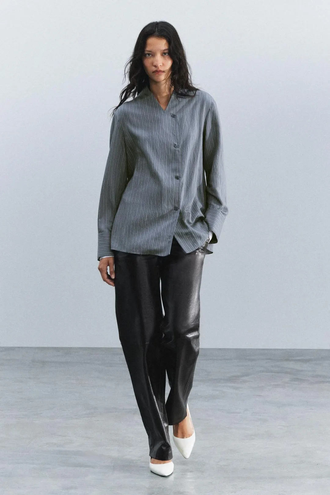 Рубашка на запах в полоску ZW Collection, Zara