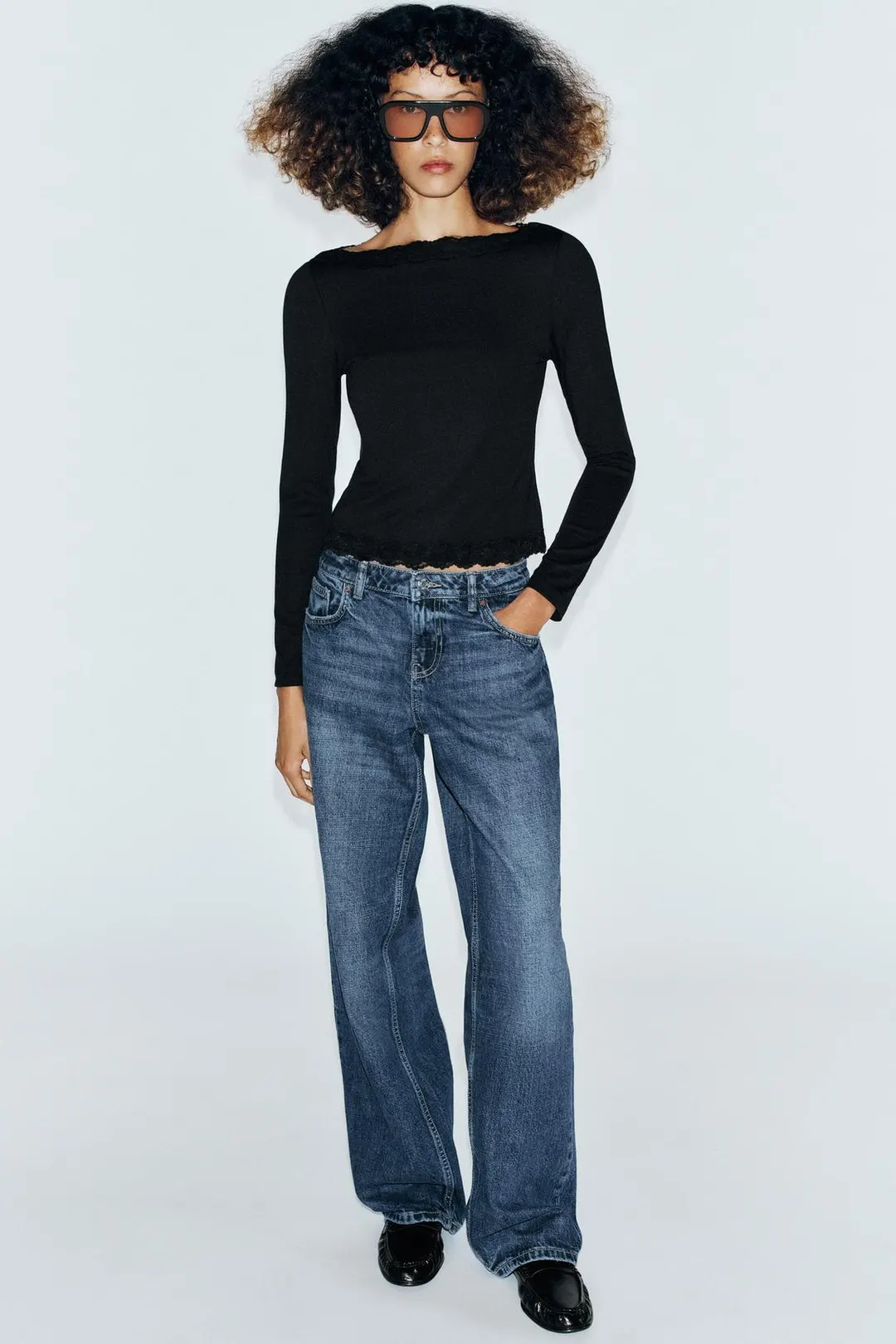 Топ кружевной с вырезом лодочкой, Zara