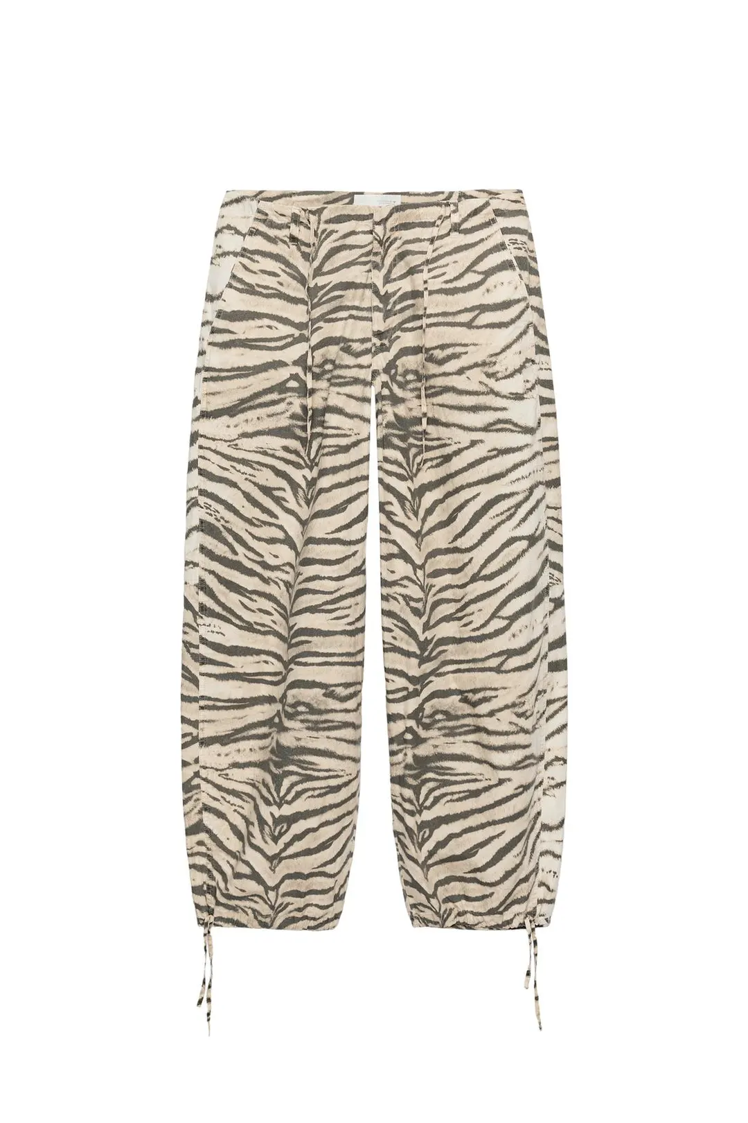 Брюки широкие с анималистичным принтом и завязками, Zara