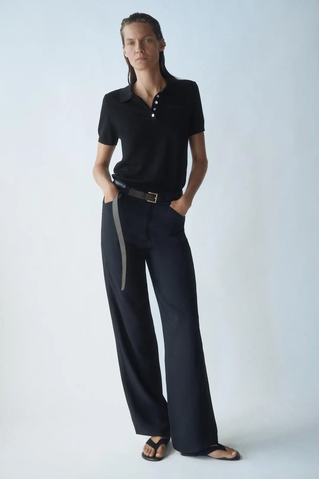 Вязаное поло с короткими рукавами, Zara