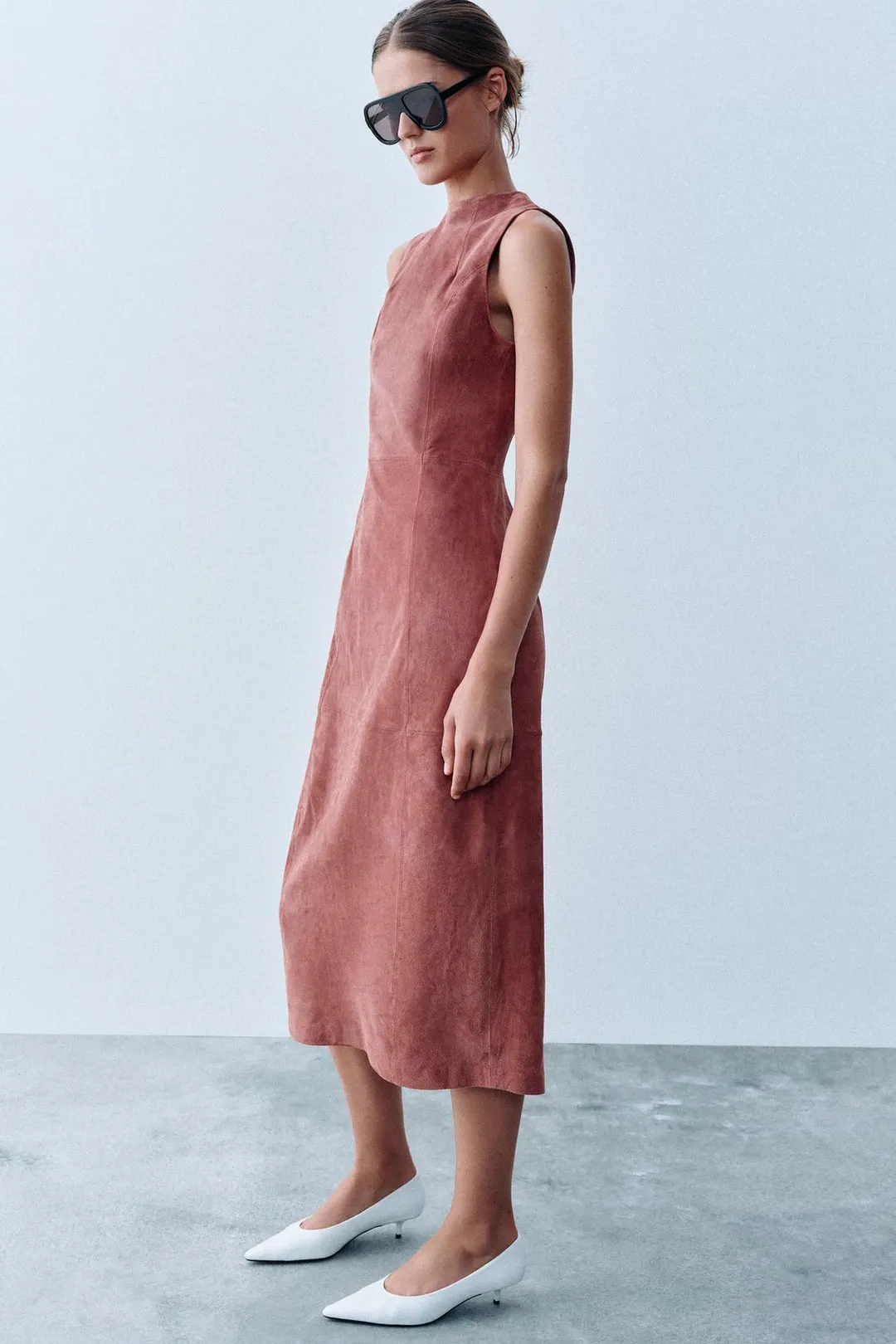 Платье миди из 100% кожи, Zara