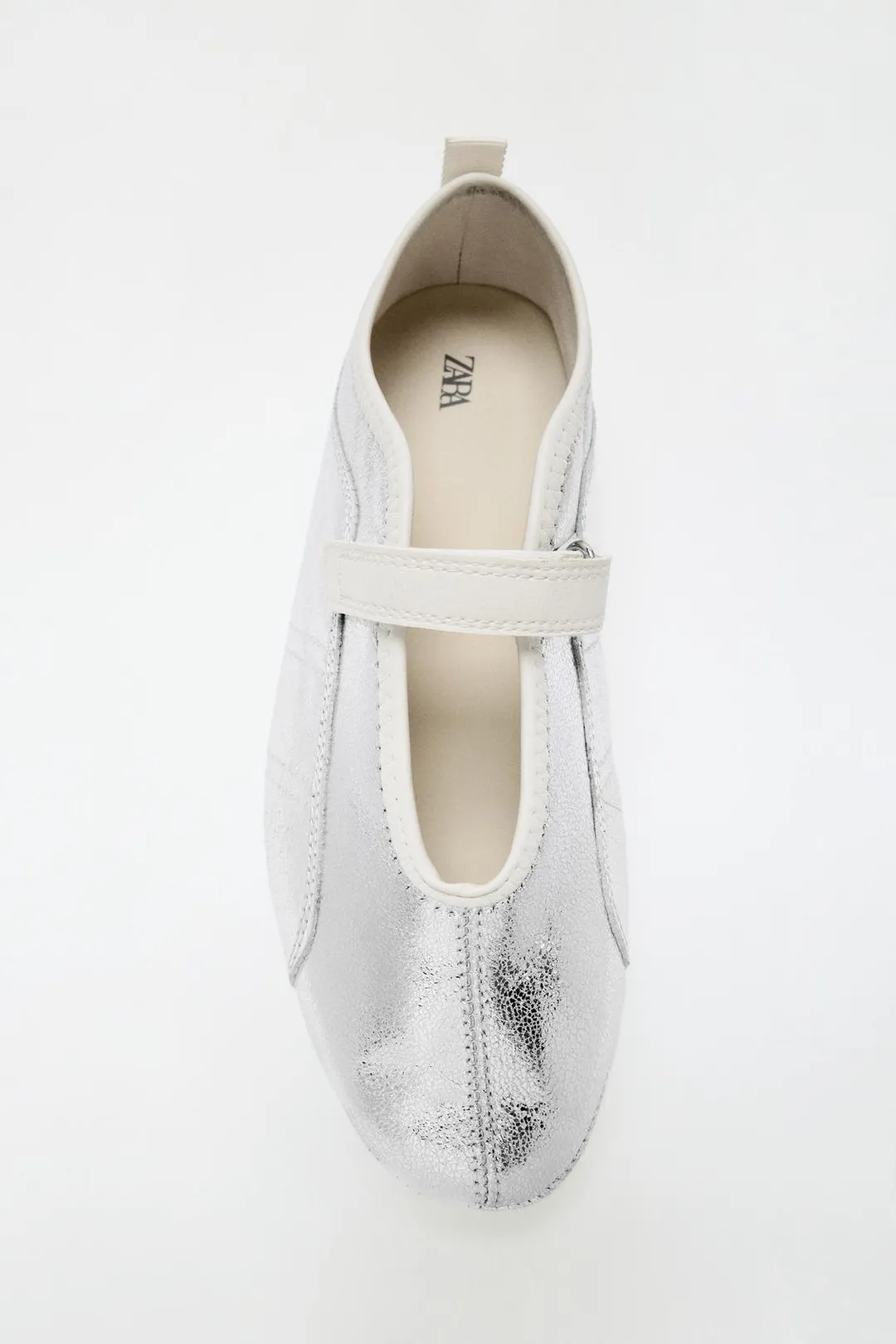 Спортивные балетки из кожи с эффектом металлик, Zara