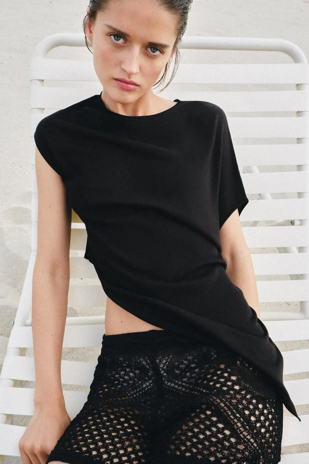 Асимметричный вязаный топ, Zara