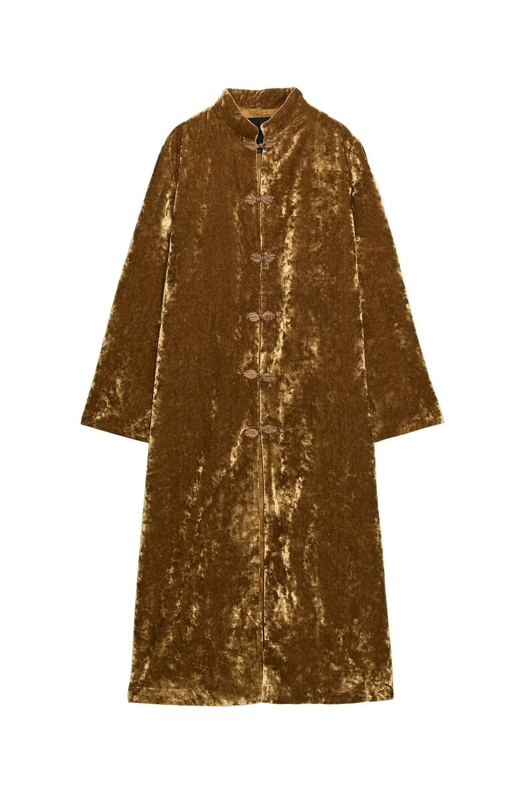 Бархатное пальто с узелковой застежкой ZW Collection, Zara