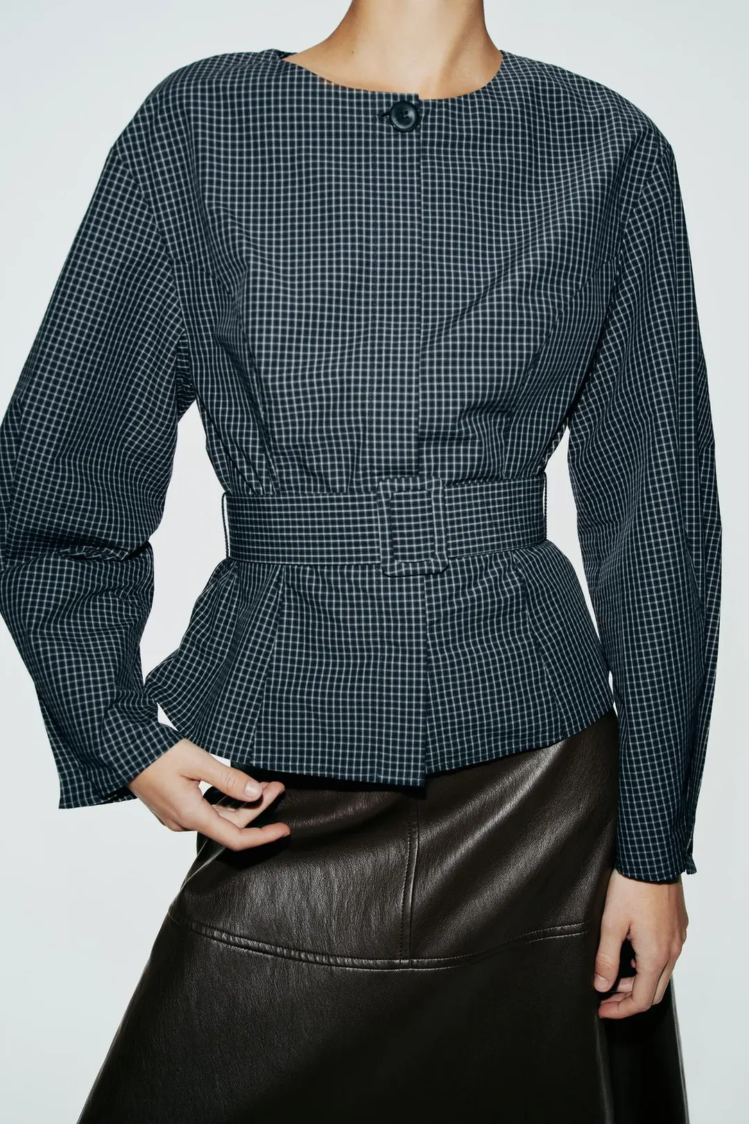 Блузка в клетку с поясом, Zara