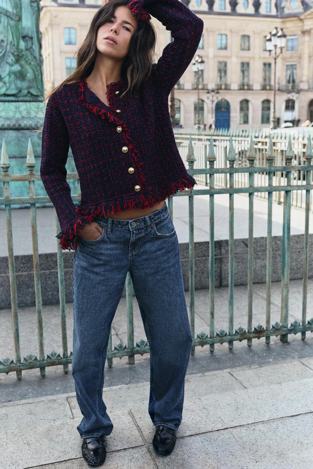 Кардиган структурный с бахромой, Zara