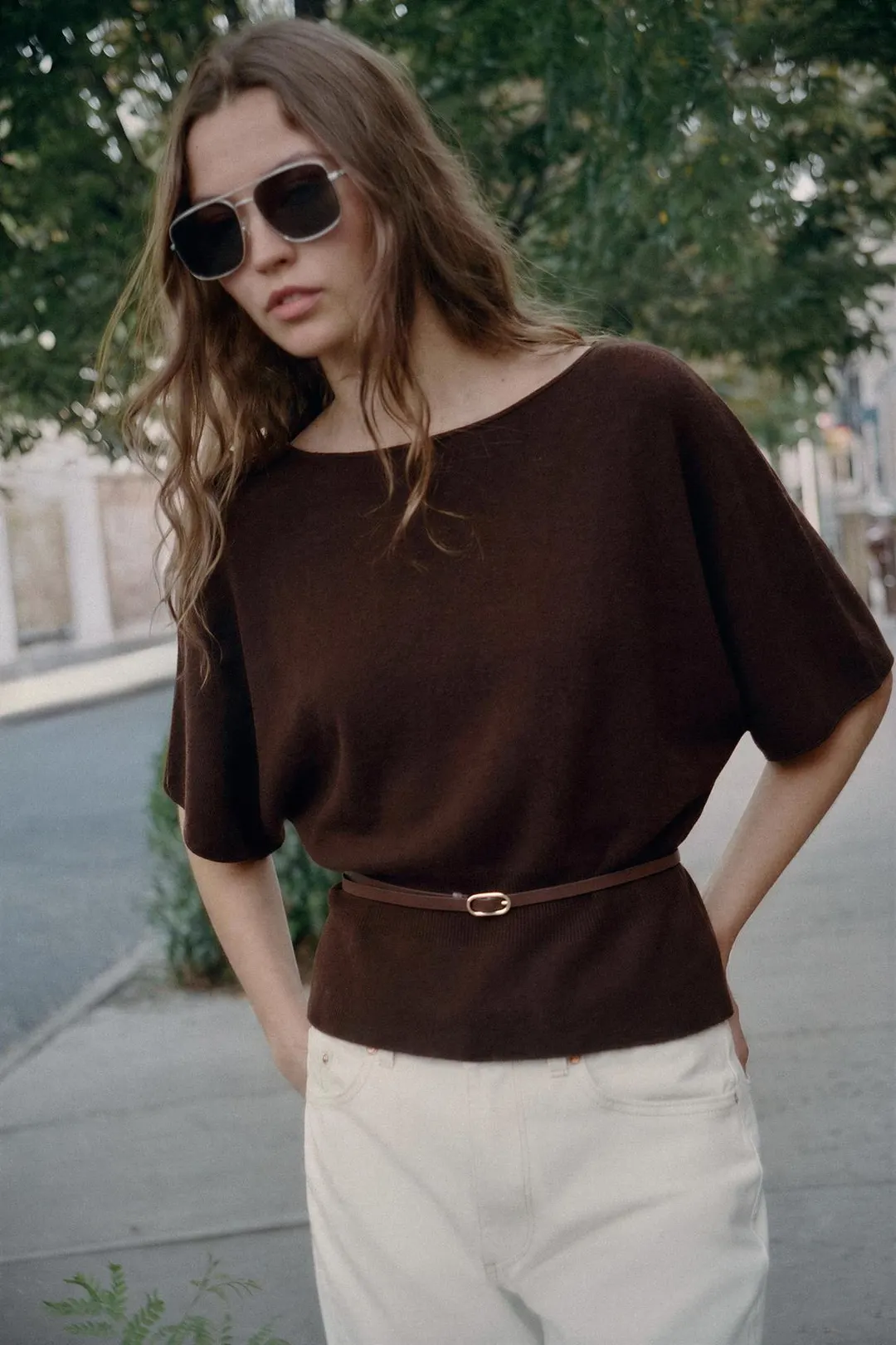 Вязаный топ с поясом, Zara