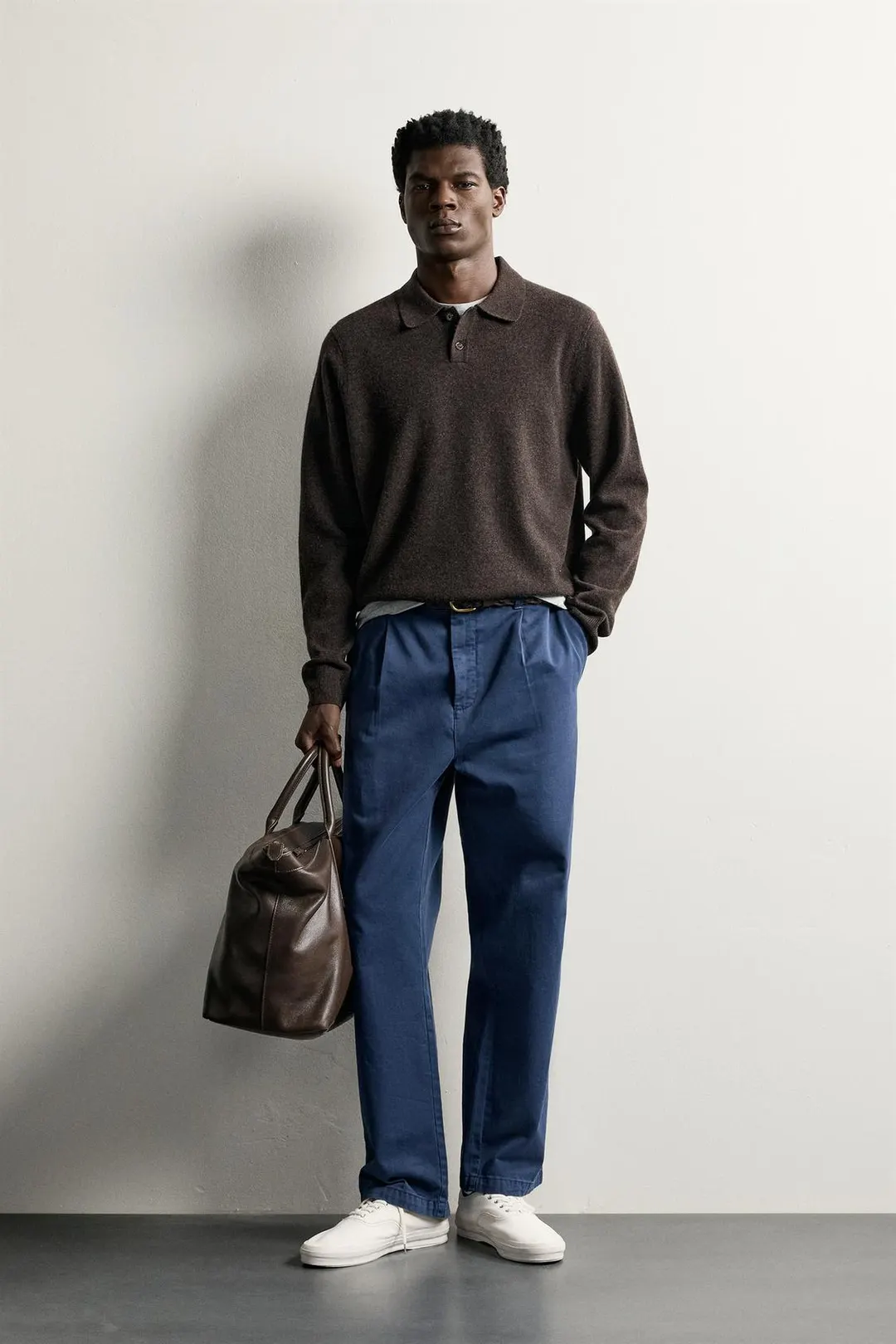 Поло трикотажное прямого кроя из смесовой шерсти, Zara