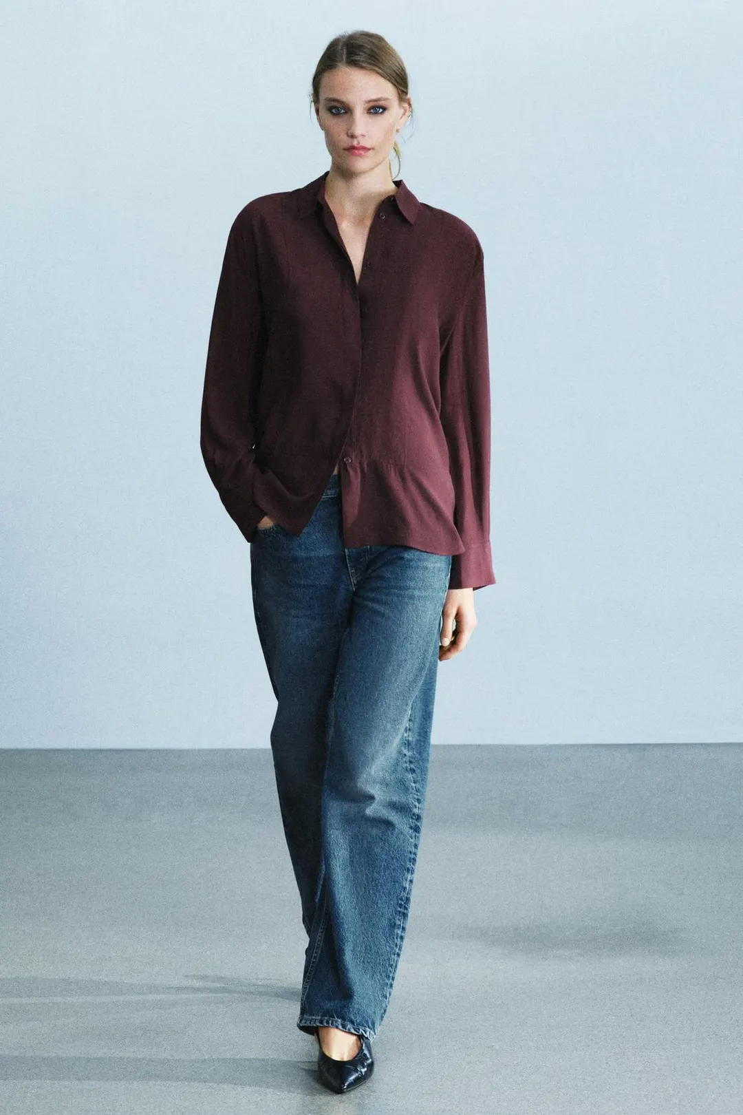 Однотонная рубашка-манишка ZW Collection, Zara